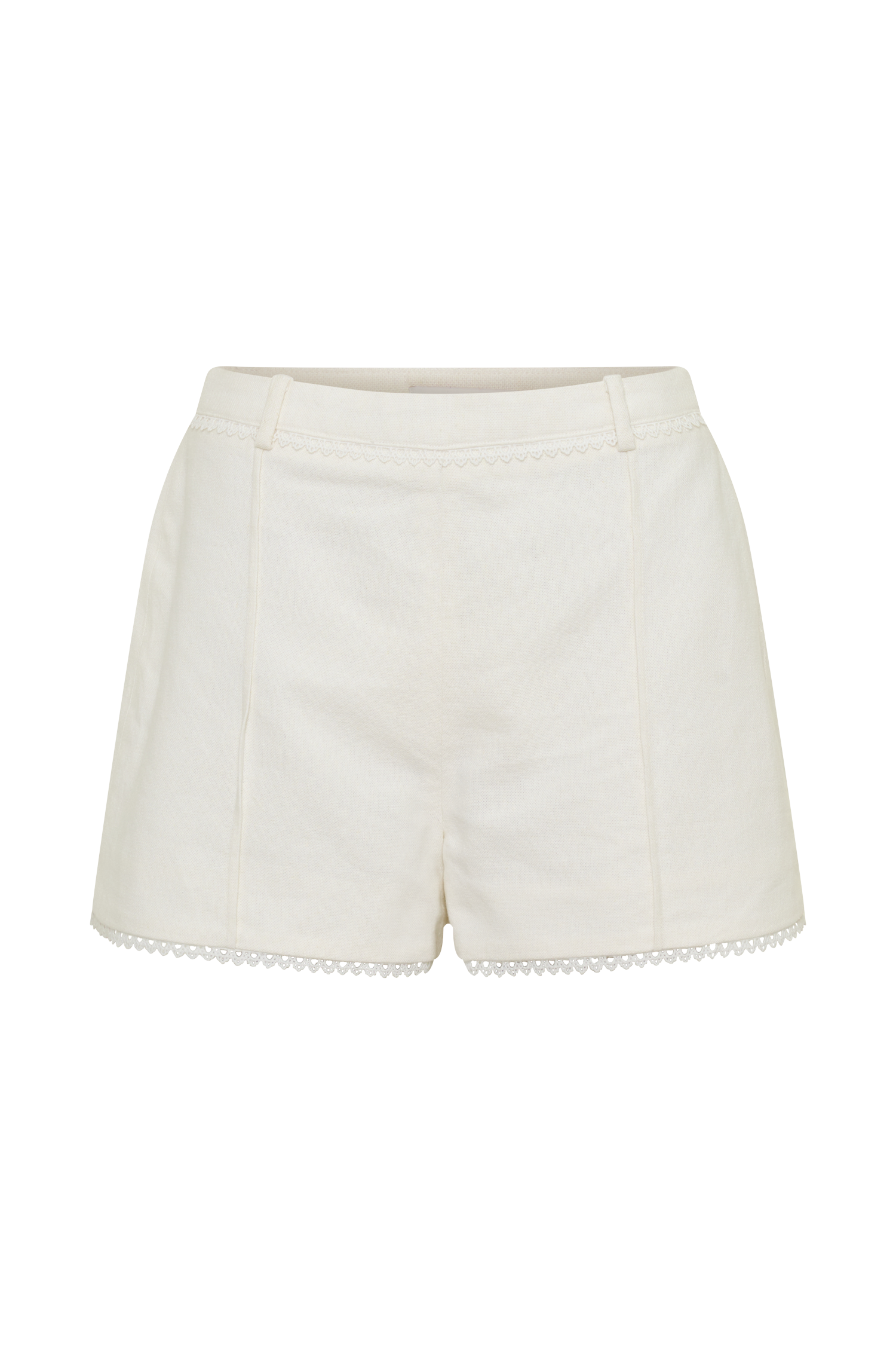 Melody Linen Short With Lace - White - Image 9