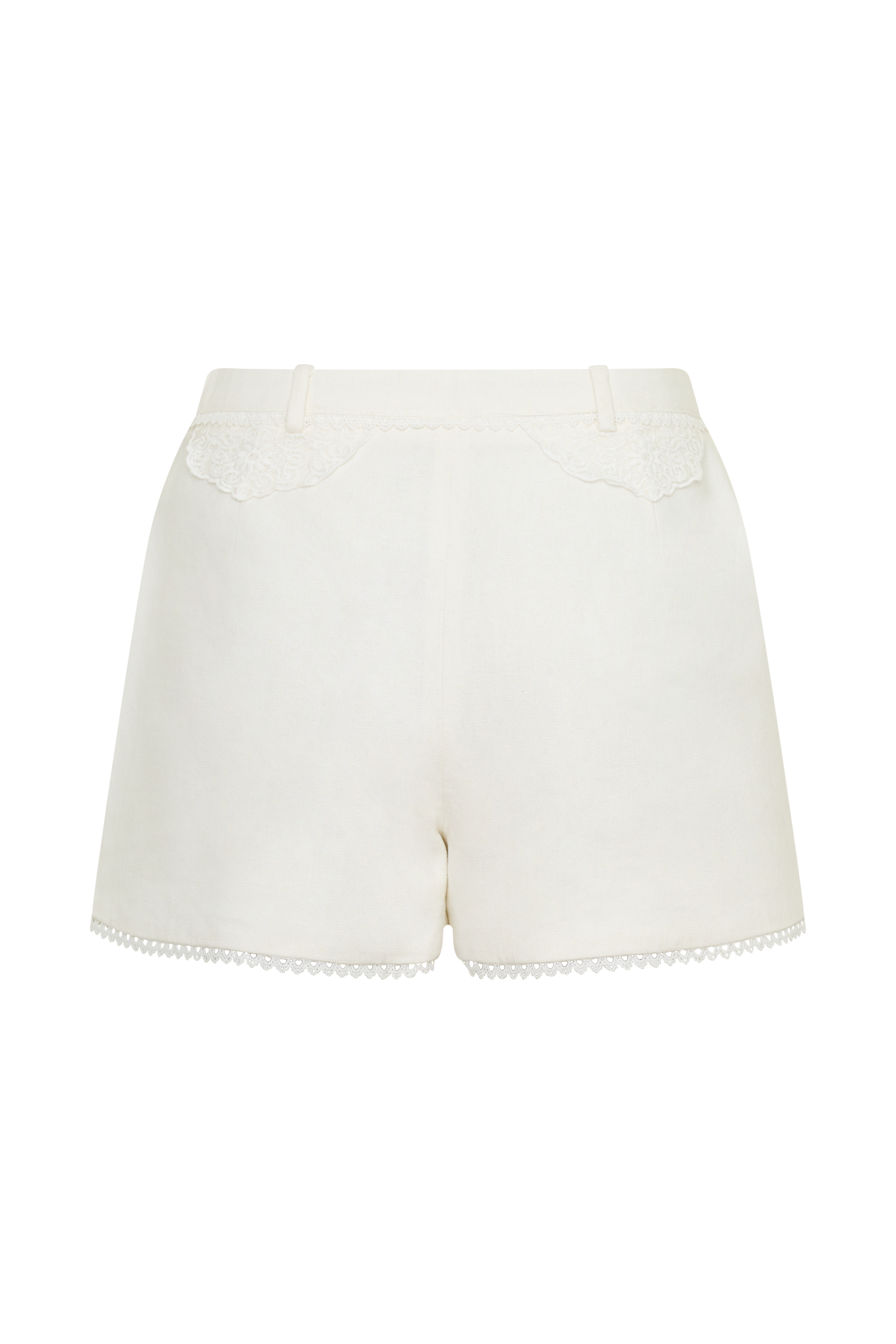 Melody Linen Short With Lace - White - Image 8