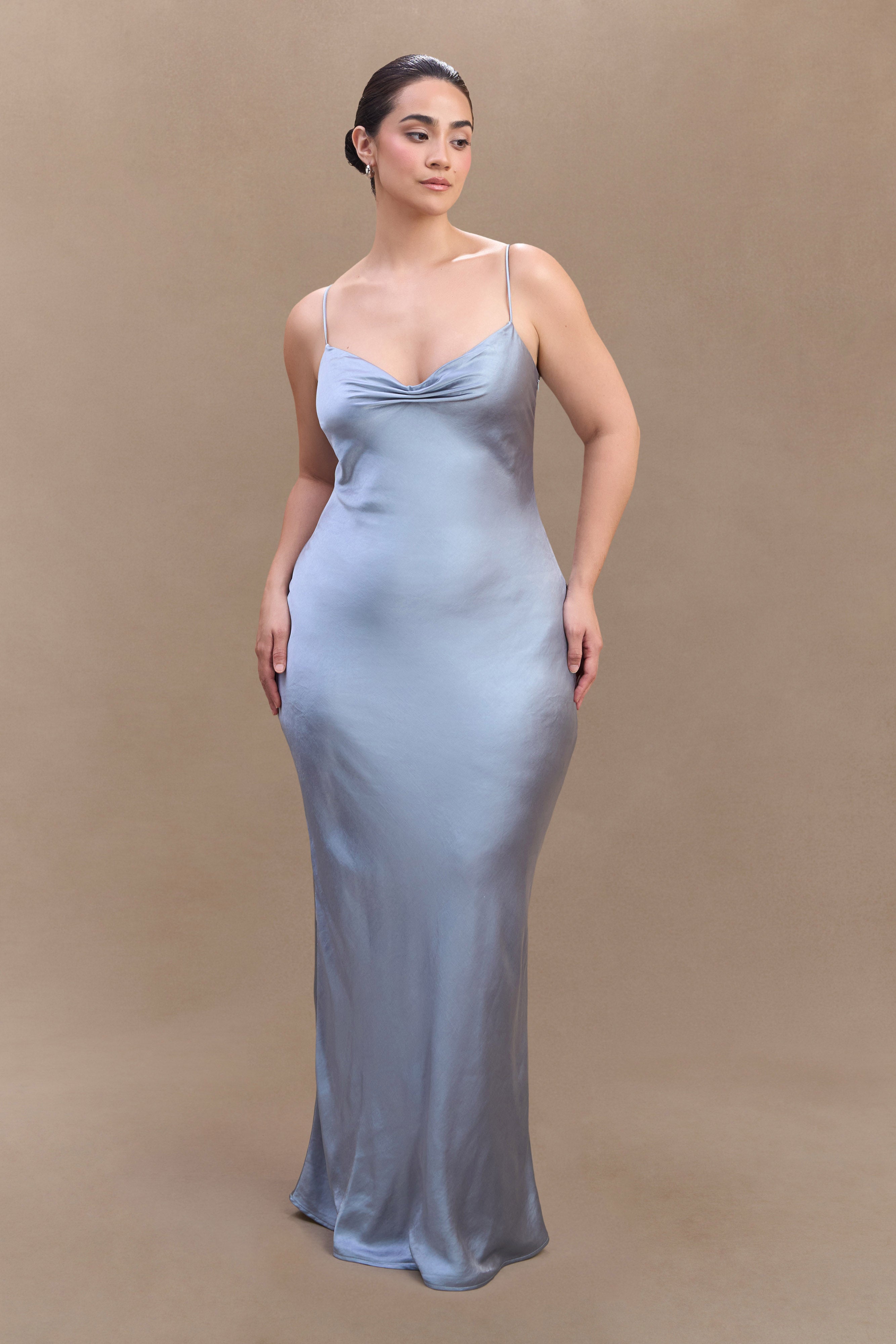 Lilly Sweetheart Satin Maxi Dress - Frosted Blue - Image 4