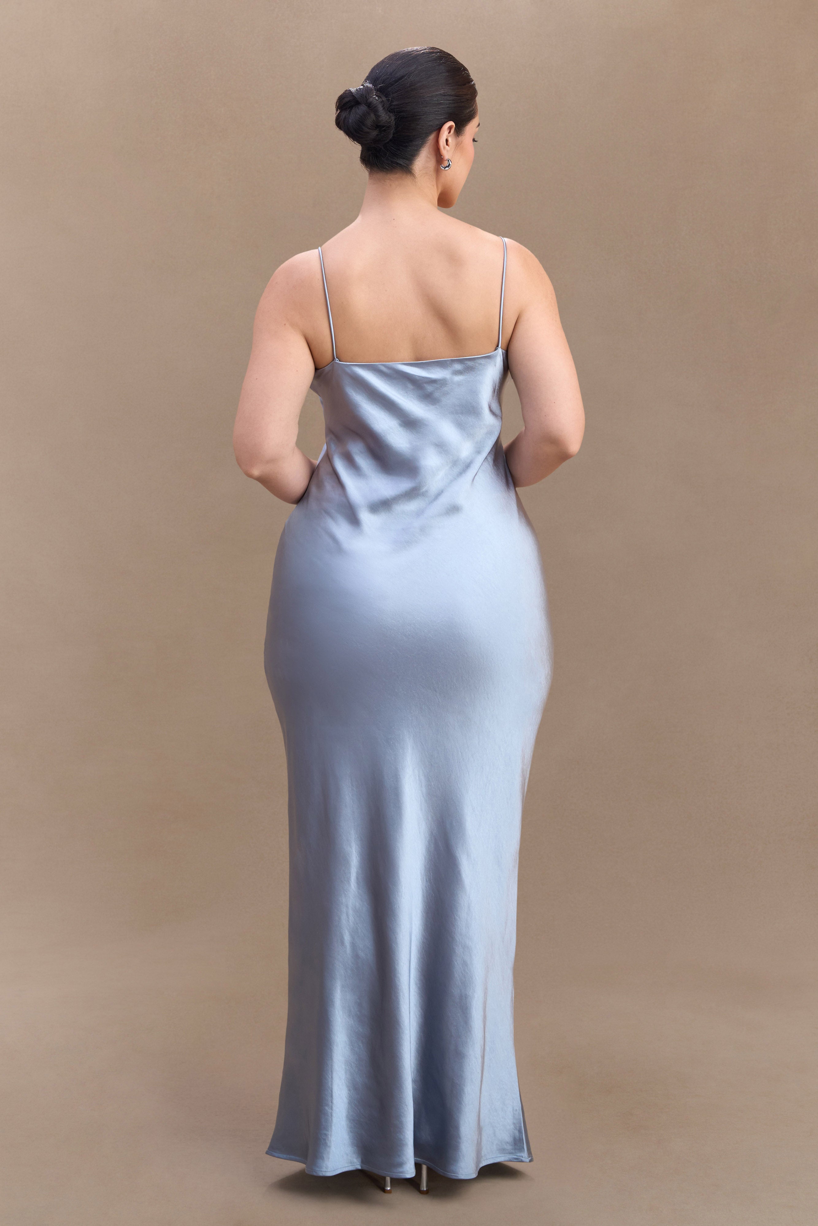 Lilly Sweetheart Satin Maxi Dress - Frosted Blue - Image 6