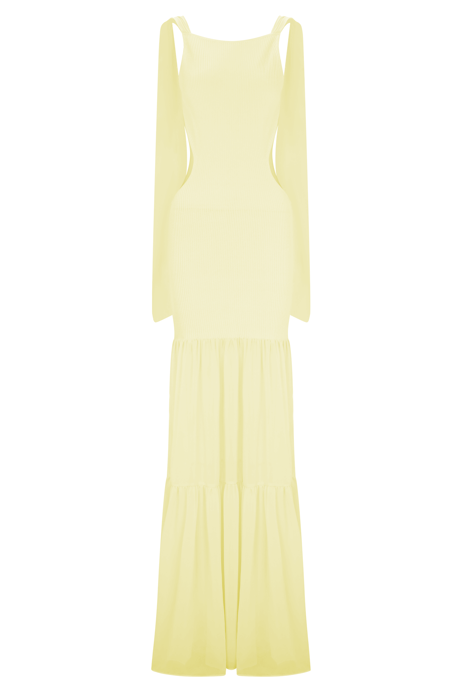 Haille Knit Chiffon Maxi Dress - Lemon - Image 7