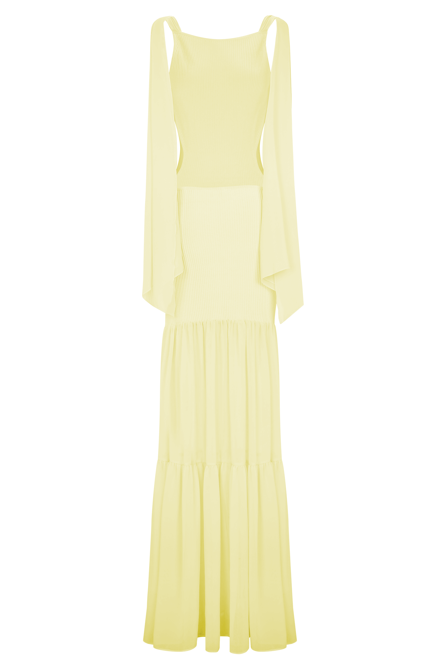 Haille Knit Chiffon Maxi Dress - Lemon - Image 6