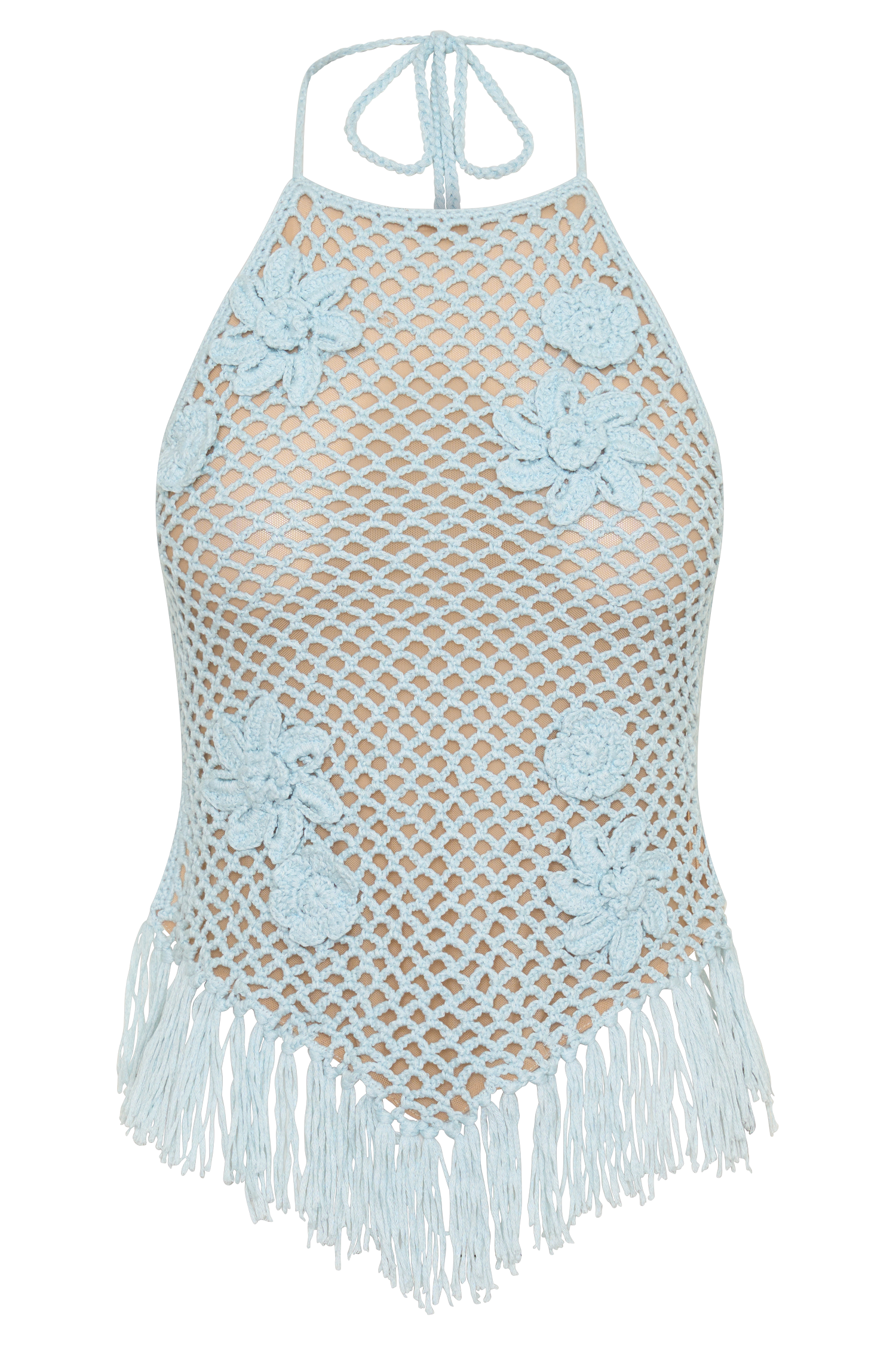 Miley Crochet Halter Top - Pale Aqua - Image 11