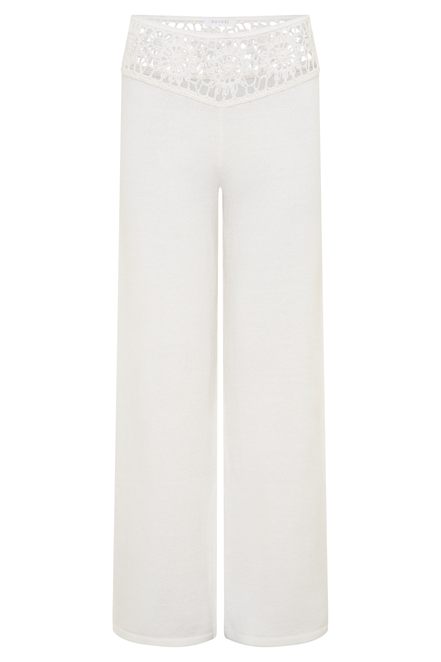 Miley Crochet Waistband Straight Leg Pant - Ivory - Image 9