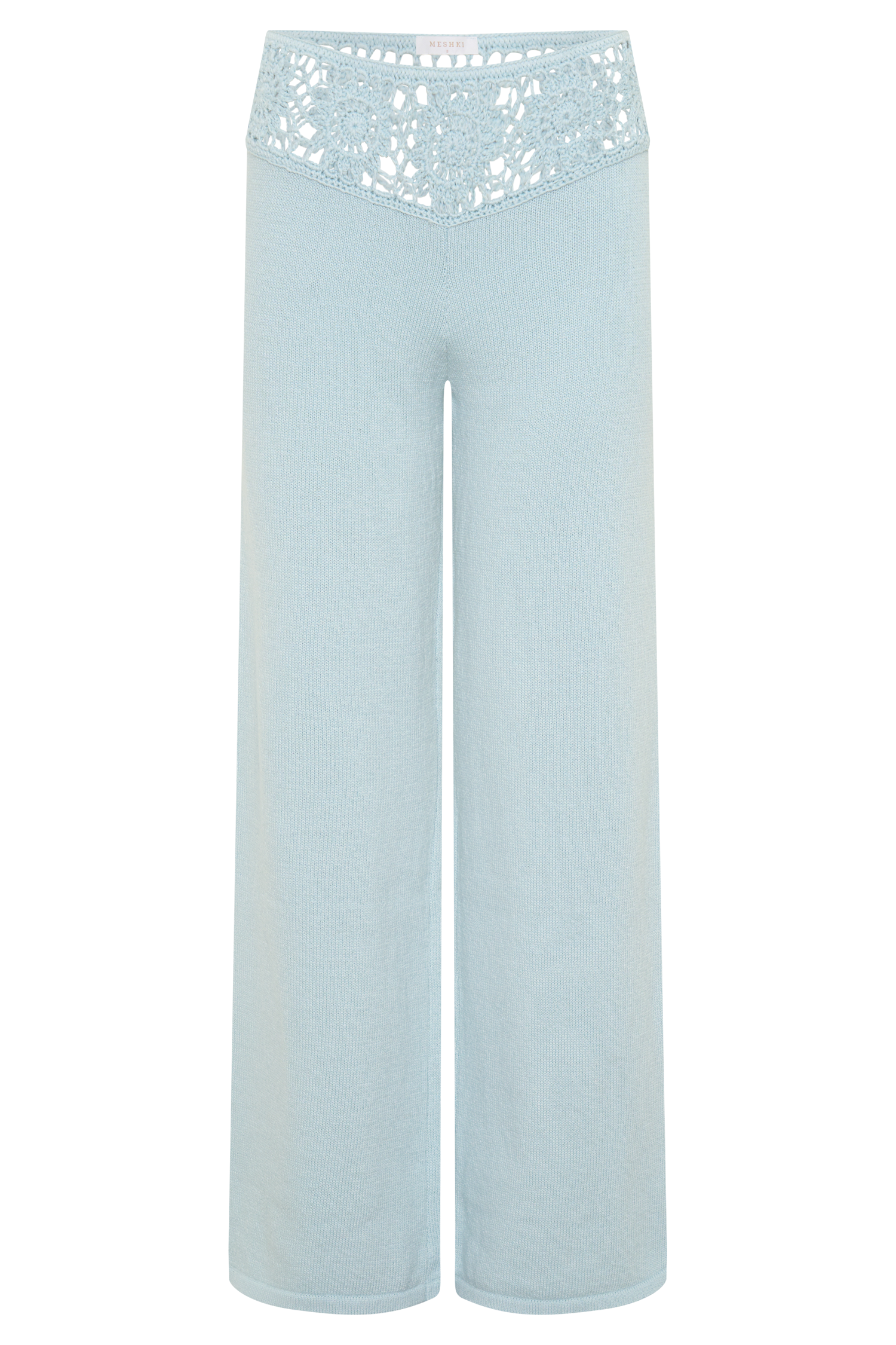 Miley Crochet Waistband Straight Leg Pant - Pale Aqua - Image 11