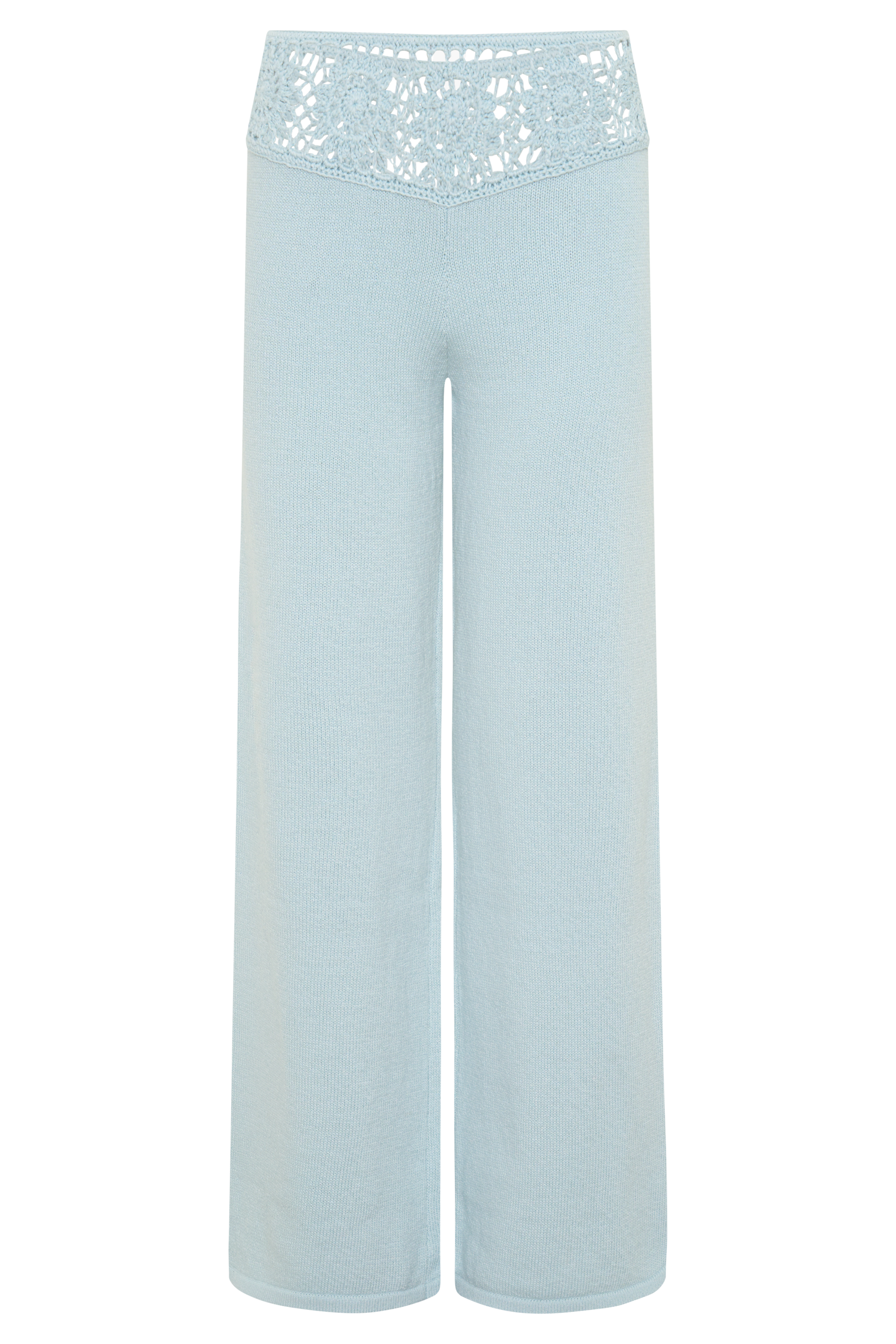 Miley Crochet Waistband Straight Leg Pant - Pale Aqua - Image 10
