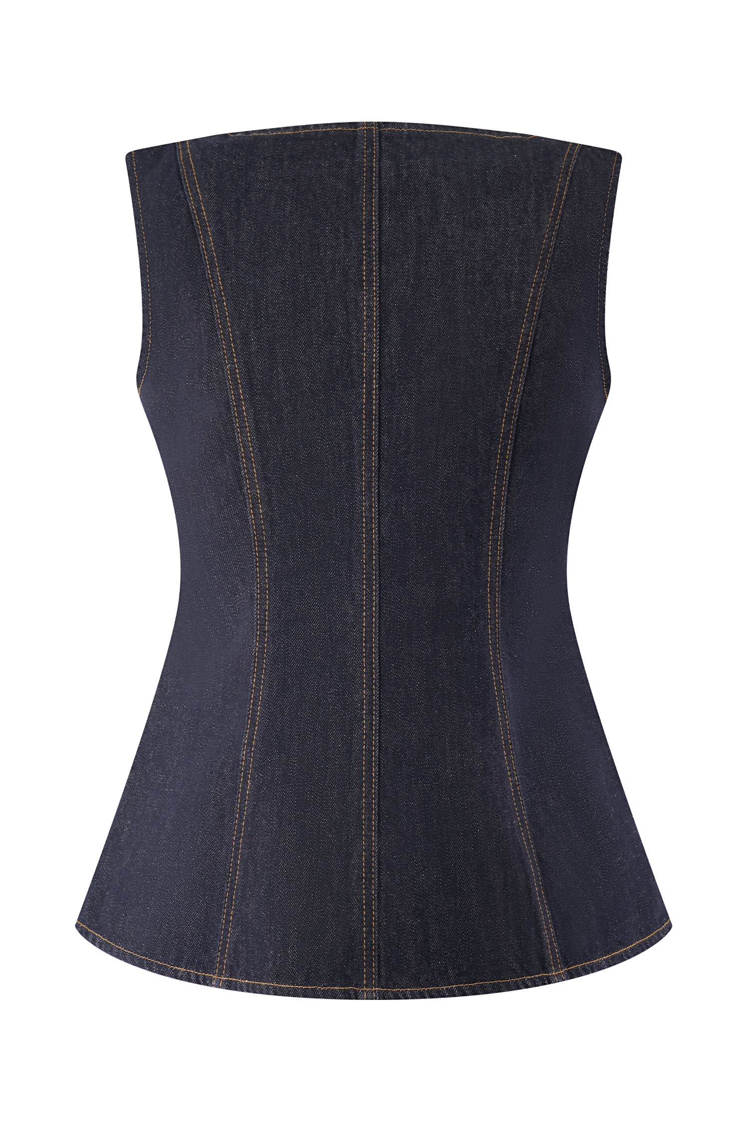 Neve Sleeveless Buttoned Denim Top - Washed Indigo Blue - Image 8