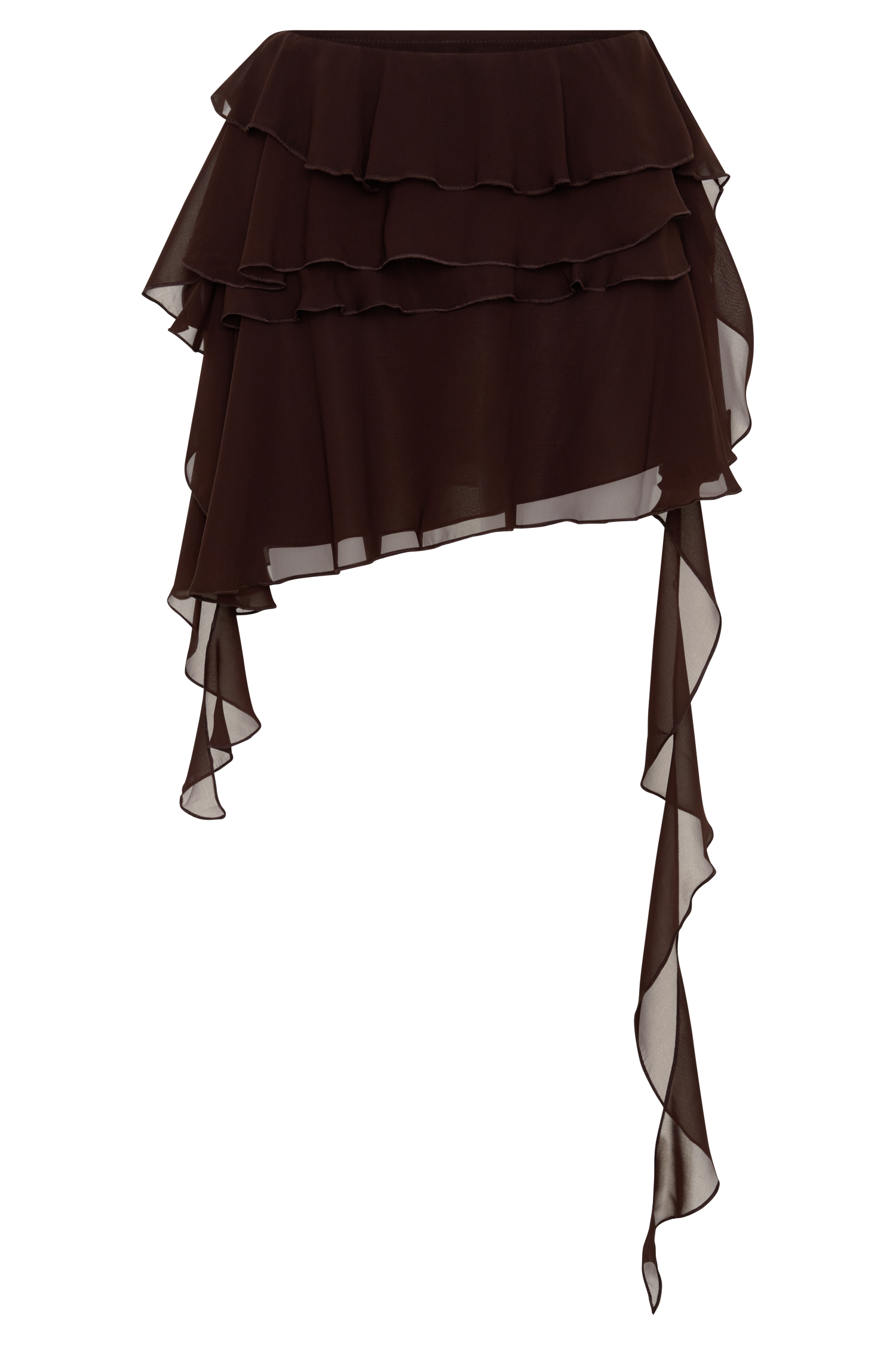 Nora Chiffon Layered Mini Skirt - Cacao Brown - Image 11