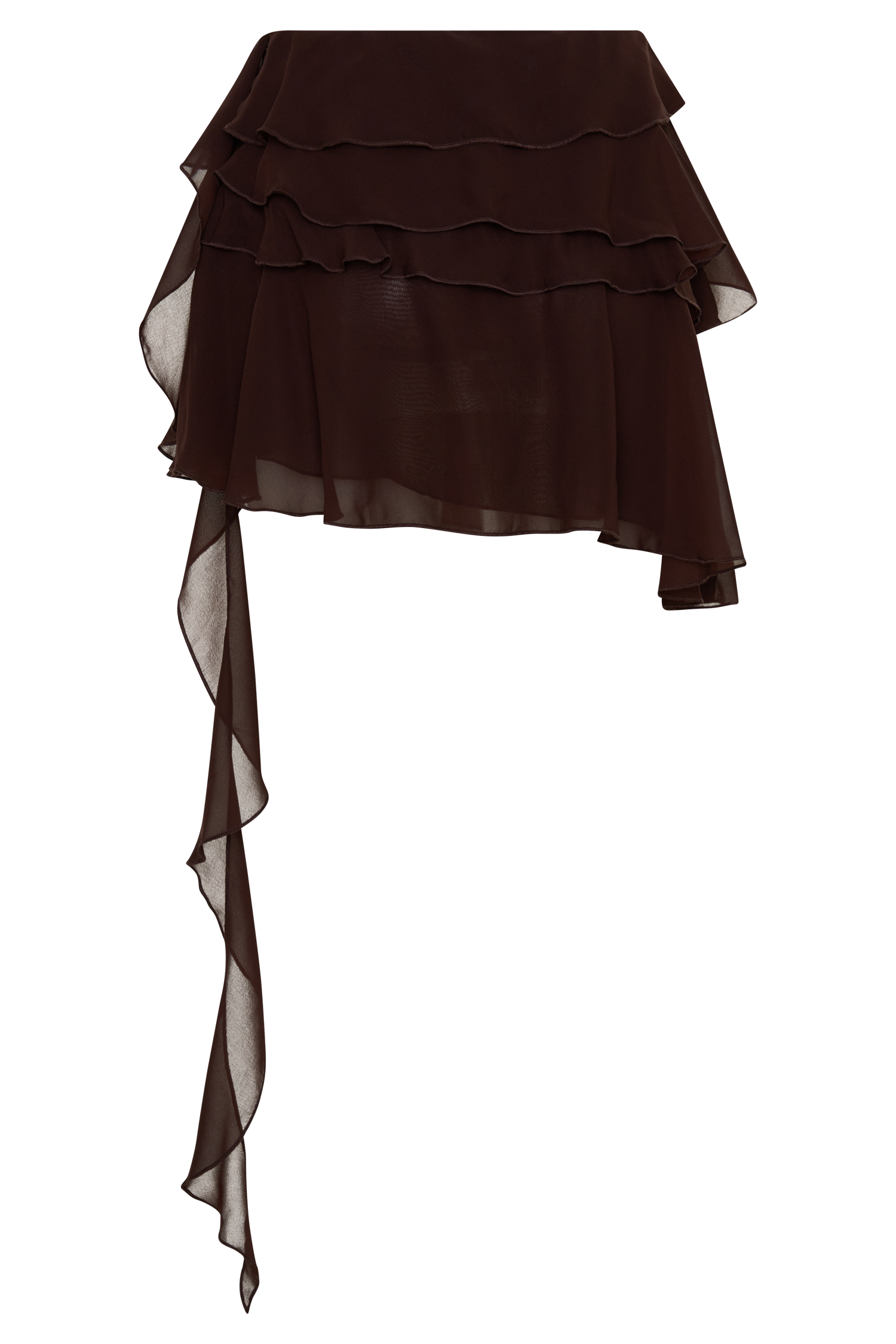 Nora Chiffon Layered Mini Skirt - Cacao Brown - Image 10