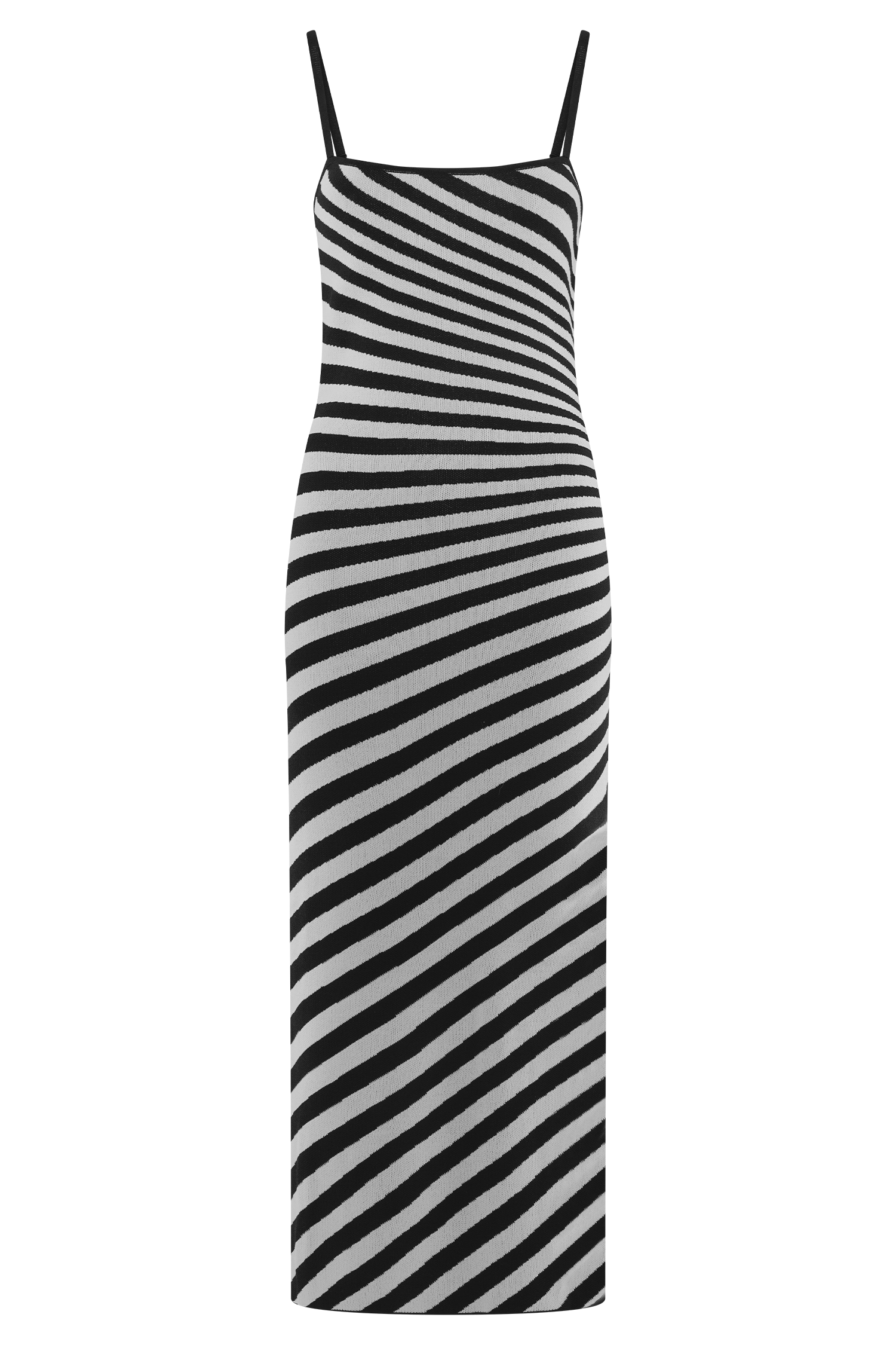 Raven Striped Knit Midi Dress - Black/White - Image 7