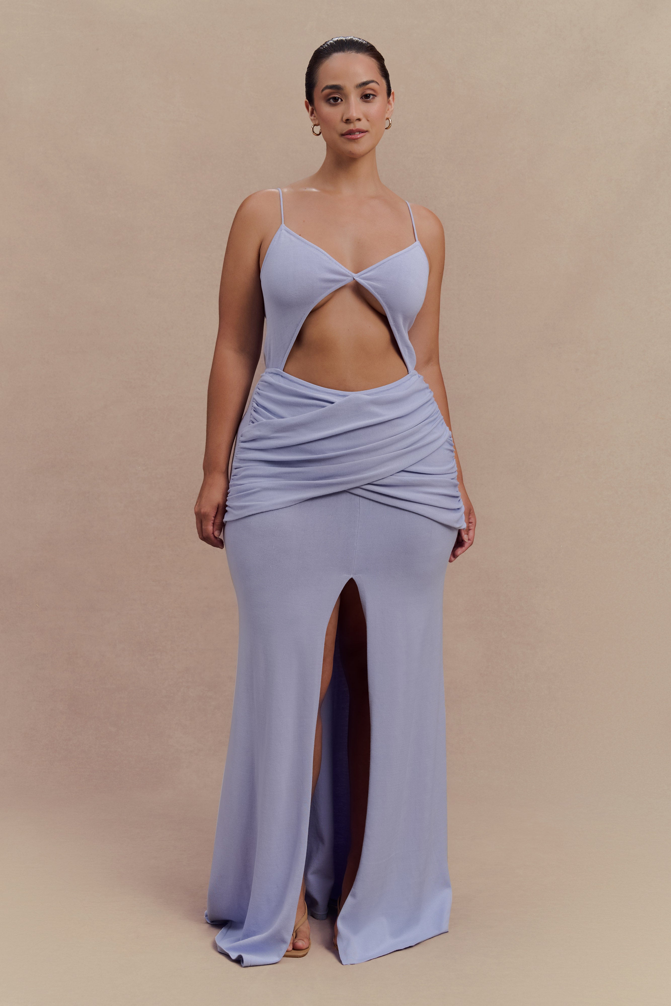 Reama Wrap Over Knit Maxi Dress - Cornflower Blue - Image 9