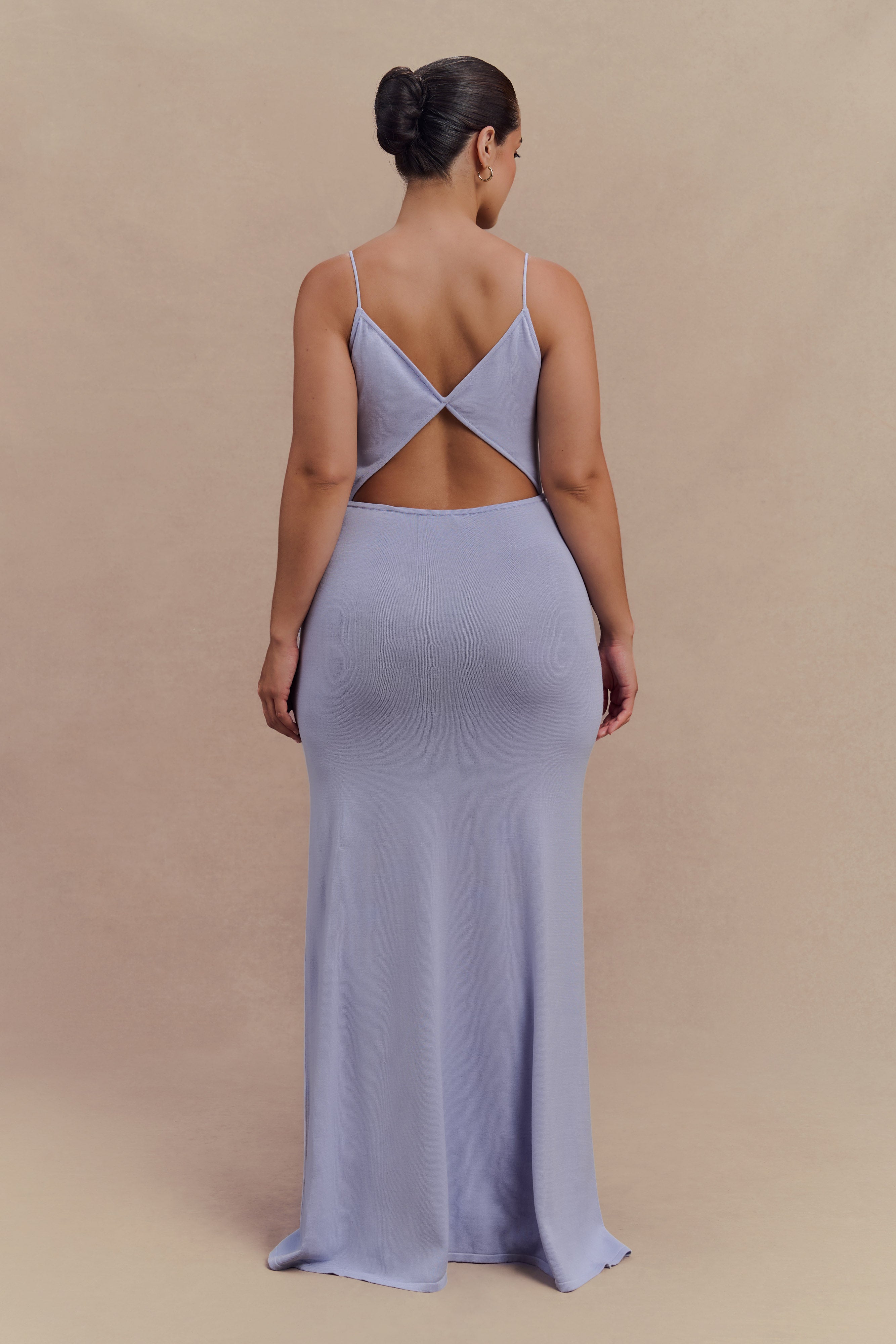 Reama Wrap Over Knit Maxi Dress - Cornflower Blue - Image 8