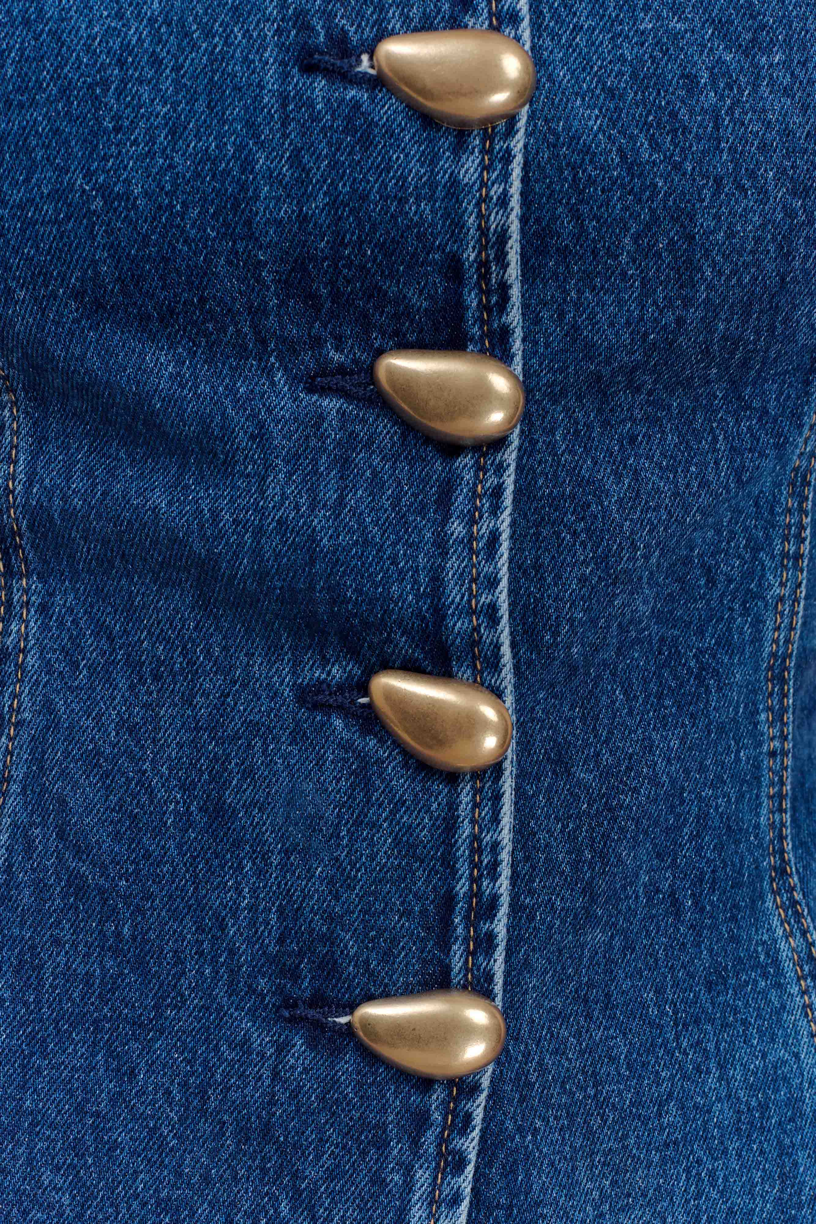 Lennox Strapless Long Line Button Top - Dark Blue - Image 6